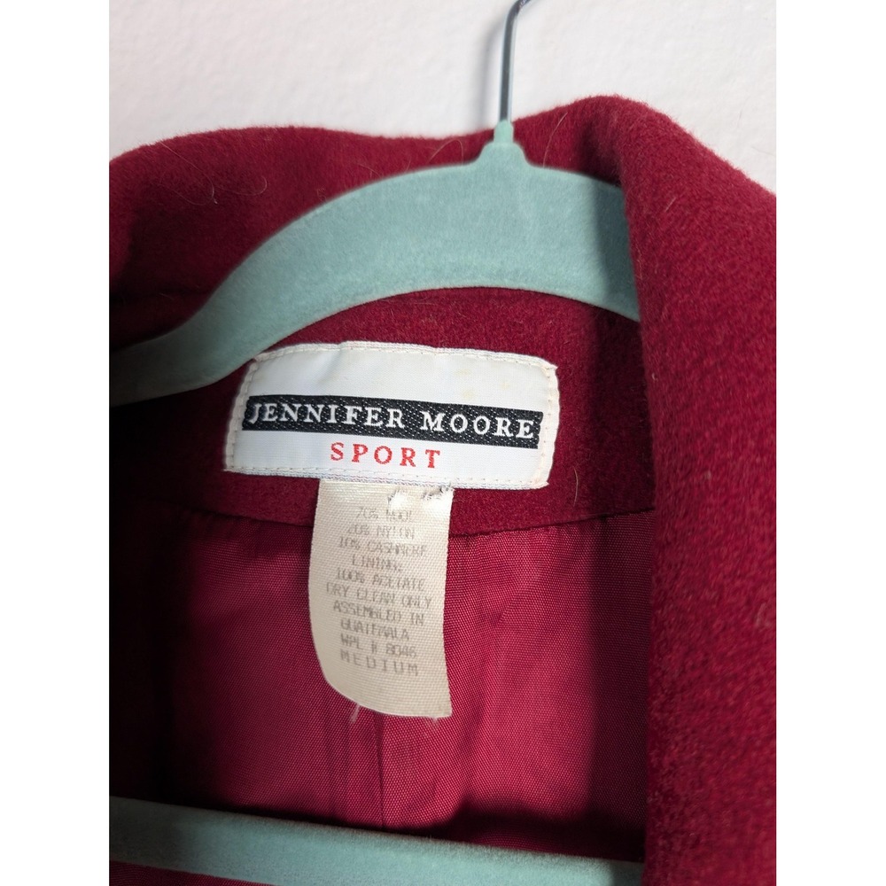 Jennifer Moore‎ Sport Blazer Womens Medium Red Wool Blend Lined Career Jacket - Picture 3 of 6